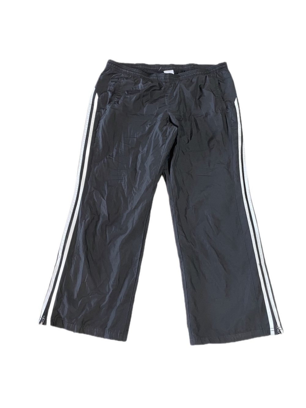 Y2K Adidas Black Tracksuit Bottoms with White Stripes, Baggy, Size XL